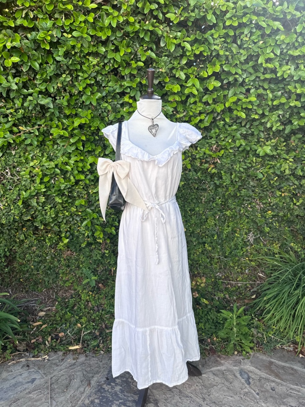 ✨cottage core Old Navy White Ruffle-Trim Maxi Dress